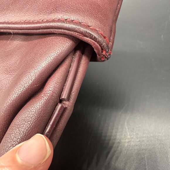 Vintage Etienne Aigner Leather Clutch Purse 1970s Maroon Handbag Retro Fashion - Picture 8 of 12